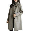 Casaco Longo Cinza Feminino Moda Europeia